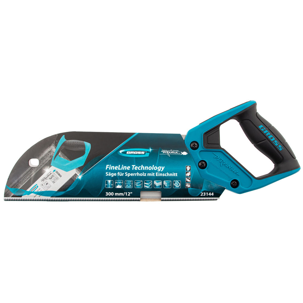 Пила для фанеры с запилом Piranha, 300 мм/12, 11-12 TPI, каленый зуб 3D, двухкомпонентная рукоятка Gross