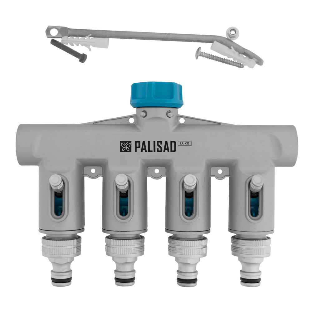 Разветвитель четырехканальный, с внутренней резьбой 3/4, алюминий, LUXE Palisad (65833)