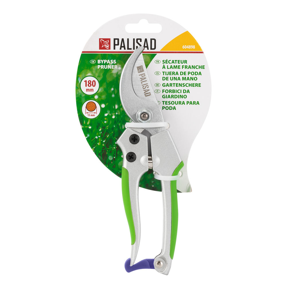 Секатор прямого реза, 180 мм, металлические обрезиненные рукоятки, Palisad (60489)