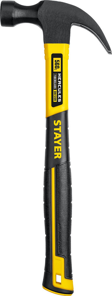 Молоток-гвоздодёр столярный Hercules, 560 г, с фиберглассовой рукояткой STAYER Professional 2026-560_z02