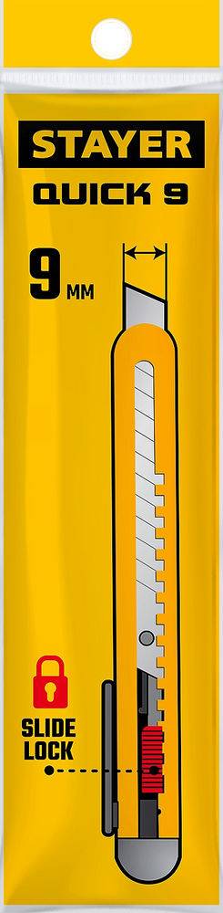 Нож 9 мм из АБС пластика QUICK-9 STAYER 0901