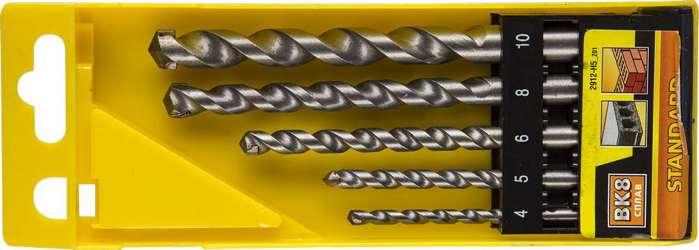 STAYER TOPHammer, 5 шт: d 4-5-6-8-10 мм, набор сверл по бетону (2912-H5_z01)