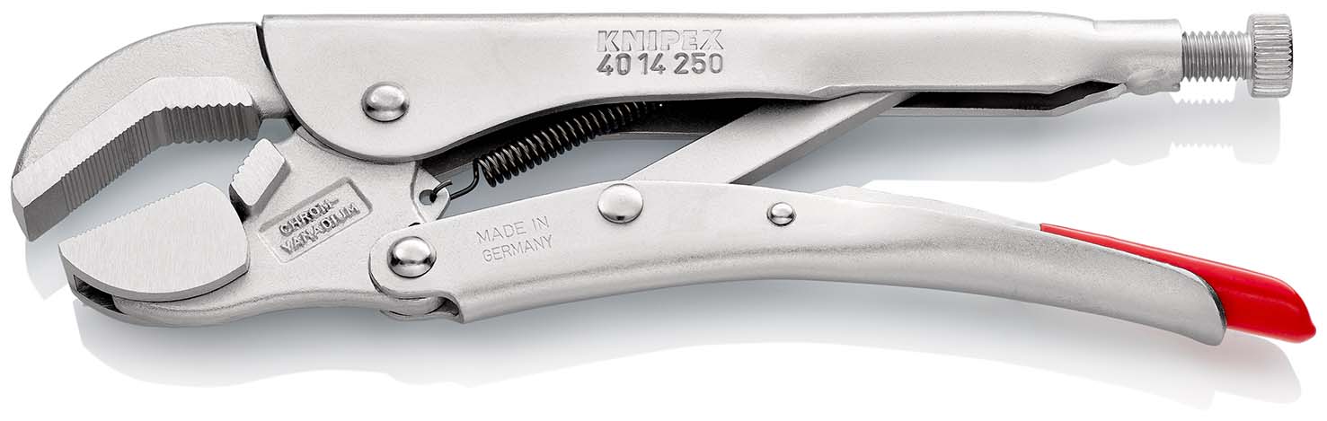 Зажим универсальный ручной, с поворотной губкой, круг 43 мм, квадрат 42 мм, под ключ 45 мм, длина 250 мм (KN-4014250)