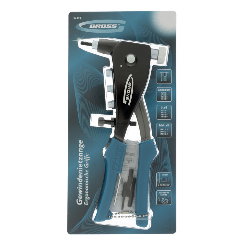 Заклепочник для резьбовых заклепок, заклепки М3, М4, М5, M6 Gross (40410)
