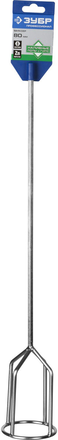 ЗУБР 80 х 530 мм, шестигранный хвостовик, миксер для гипсовых смесей и наливных полов, Профессионал (06035-08-53_z02)