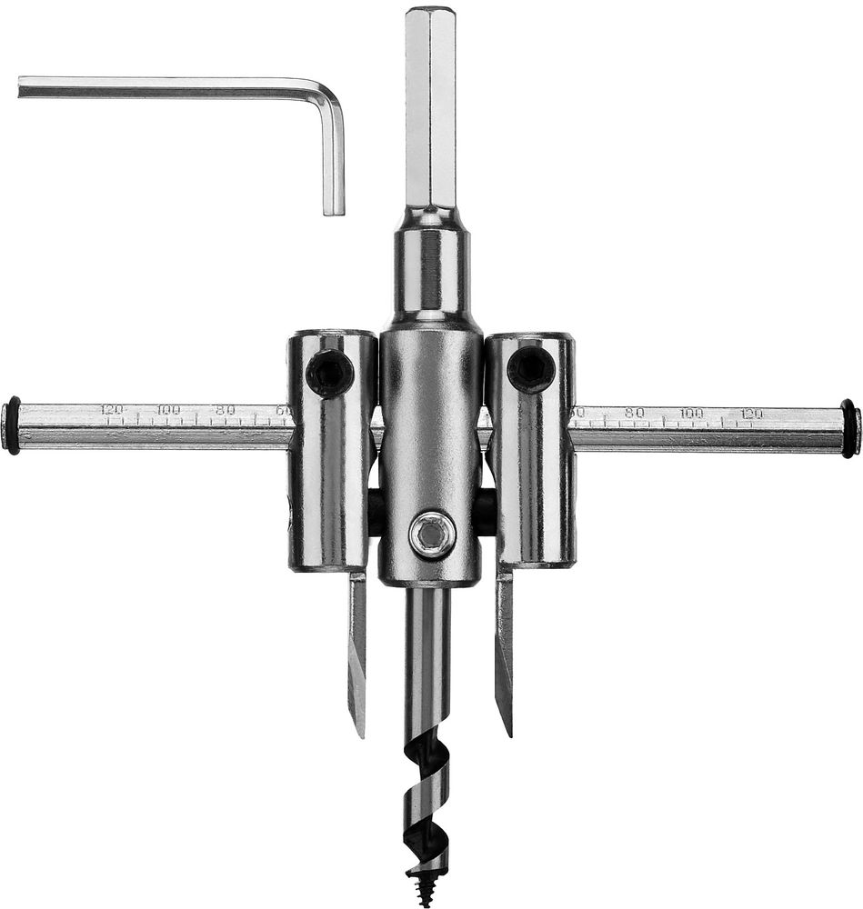 Сверло регулируемое по дереву d 40-120 мм глубина реза 30 мм ЗУБР 29440-120
