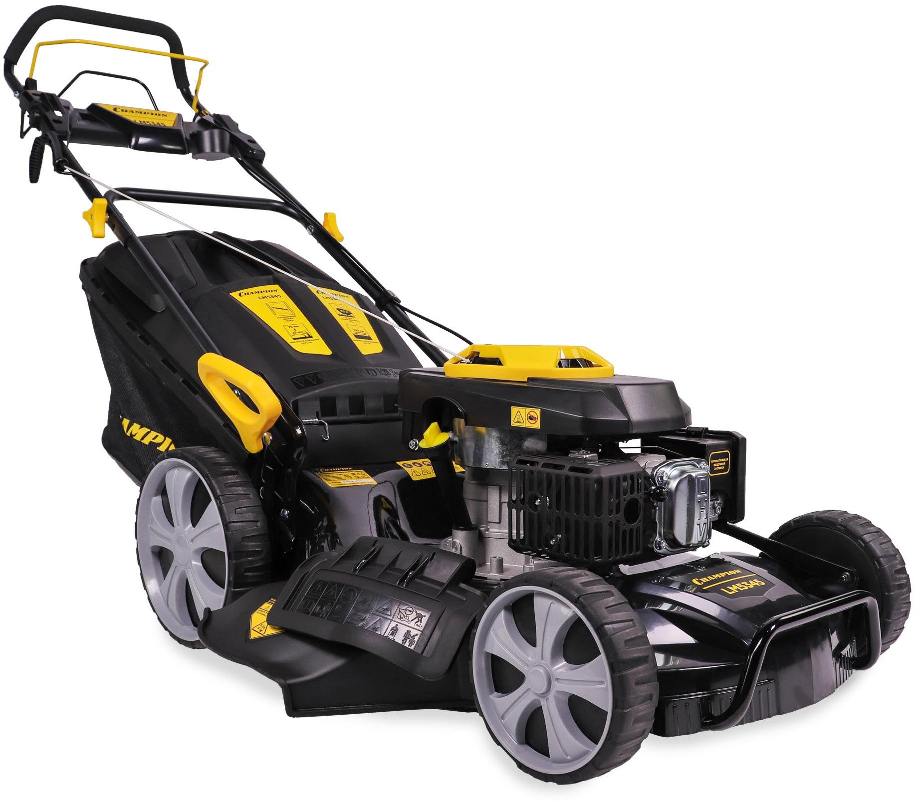 Газонокосилка CHAMPION LM5345 (4,4кВт привод 525мм 70л 25-75мм 1рычаг/7, 38,5кг 4в1) (LM5345)