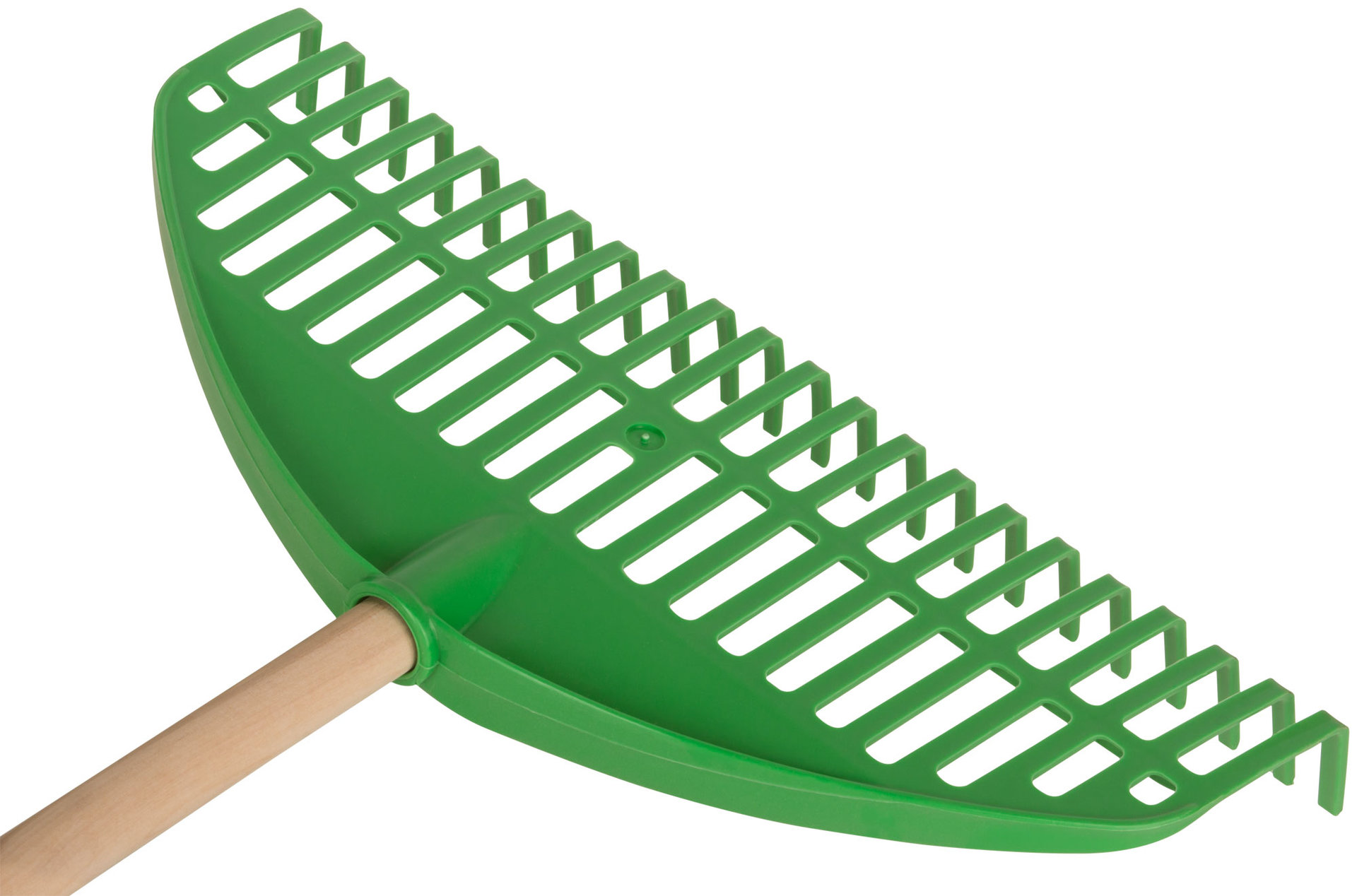 Грабли веерные пластиковые Оазис, 22 зуба, 440 мм, с деревянным черенком (76947)