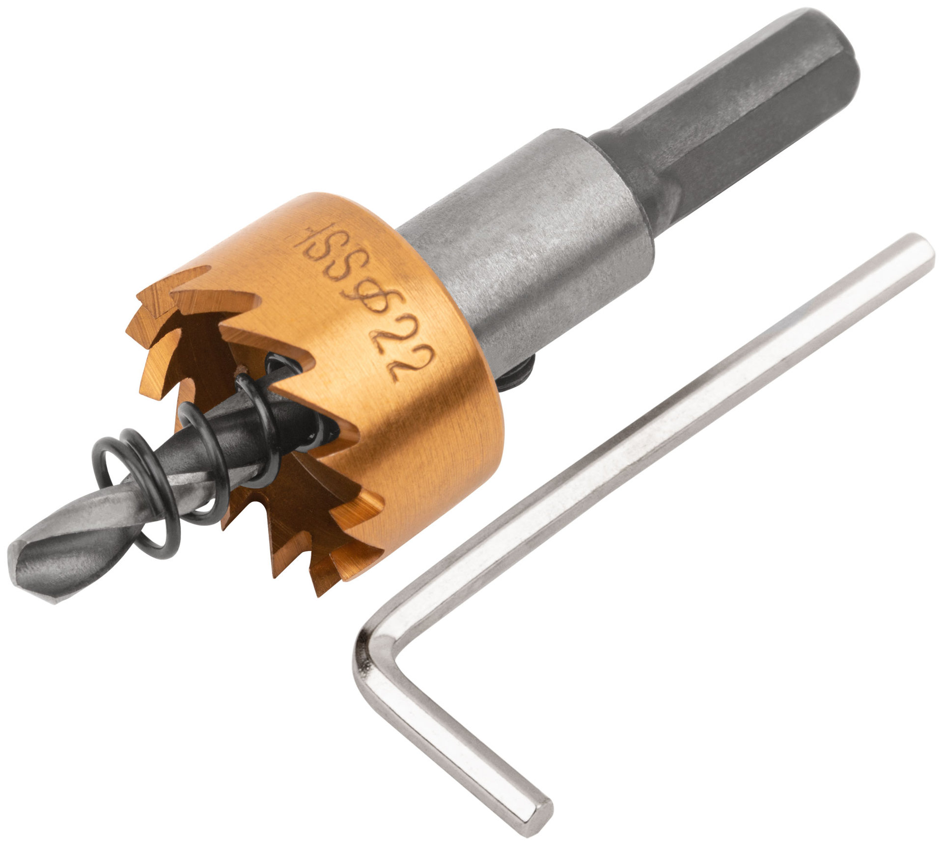 Коронка кольцевая по металлу, HSS сталь, титановое покрытие 22 мм (36862)