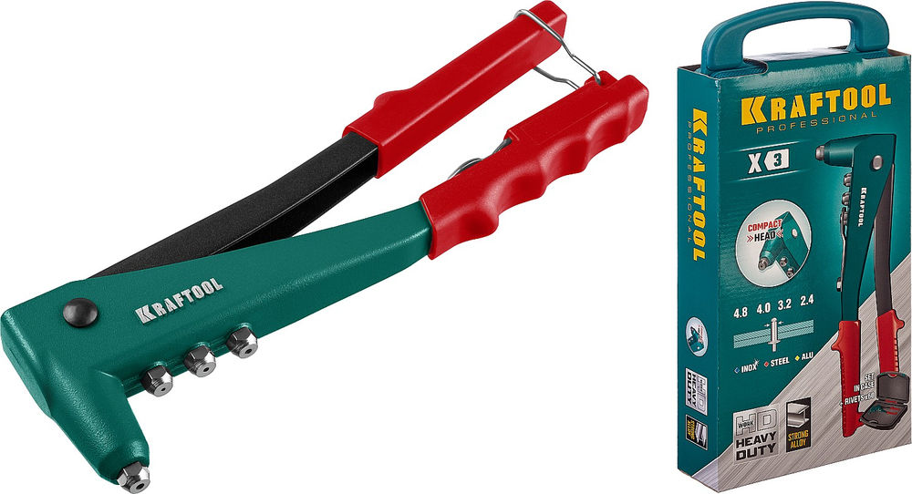 Литой заклепочник X-3, 2.4–4.8 мм, в кейсе KRAFTOOL 31170-H6_z01