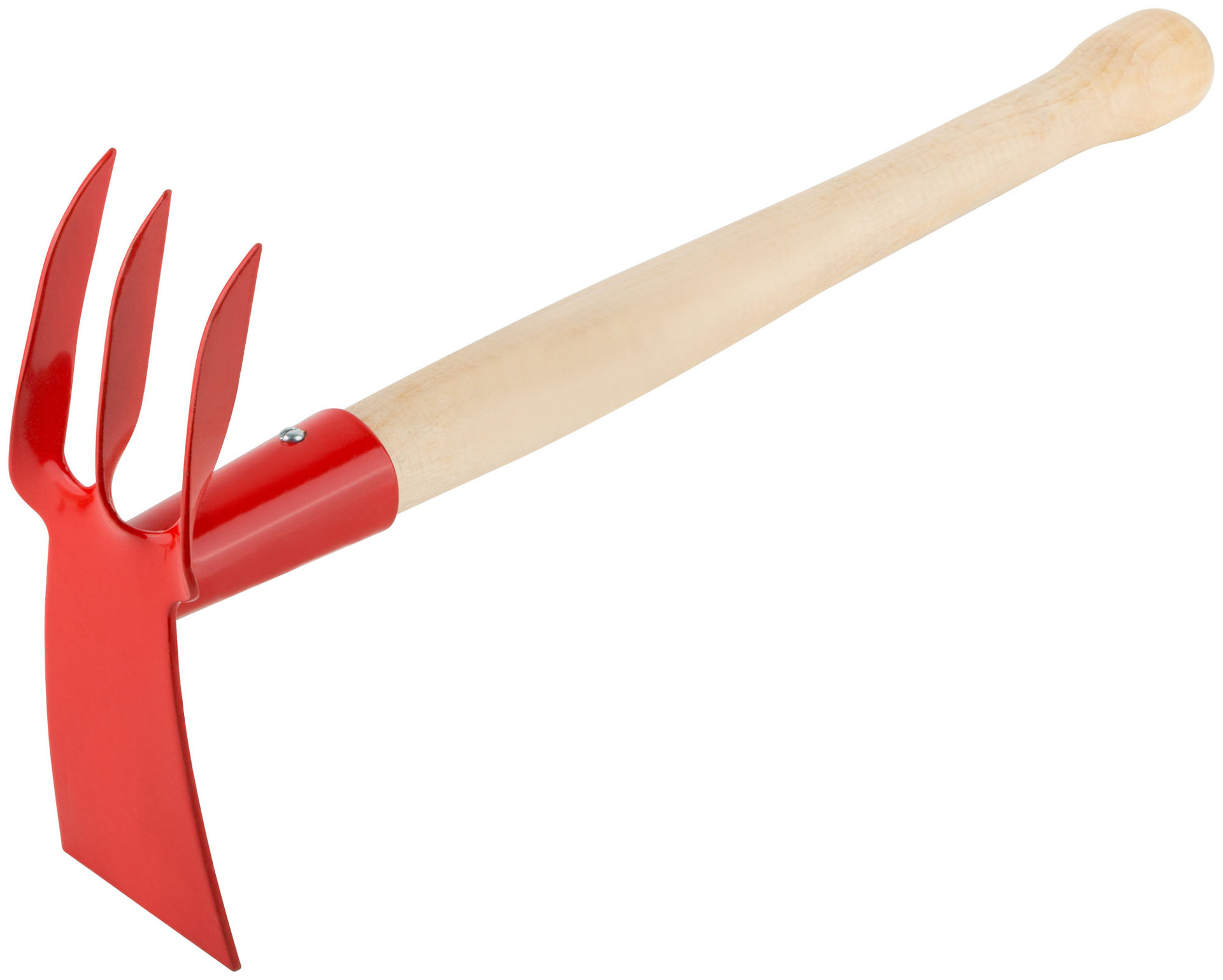 Мотыжка комбинированная с деревянной ручкой, 3 витых зуба, профиль трапеция (76812)