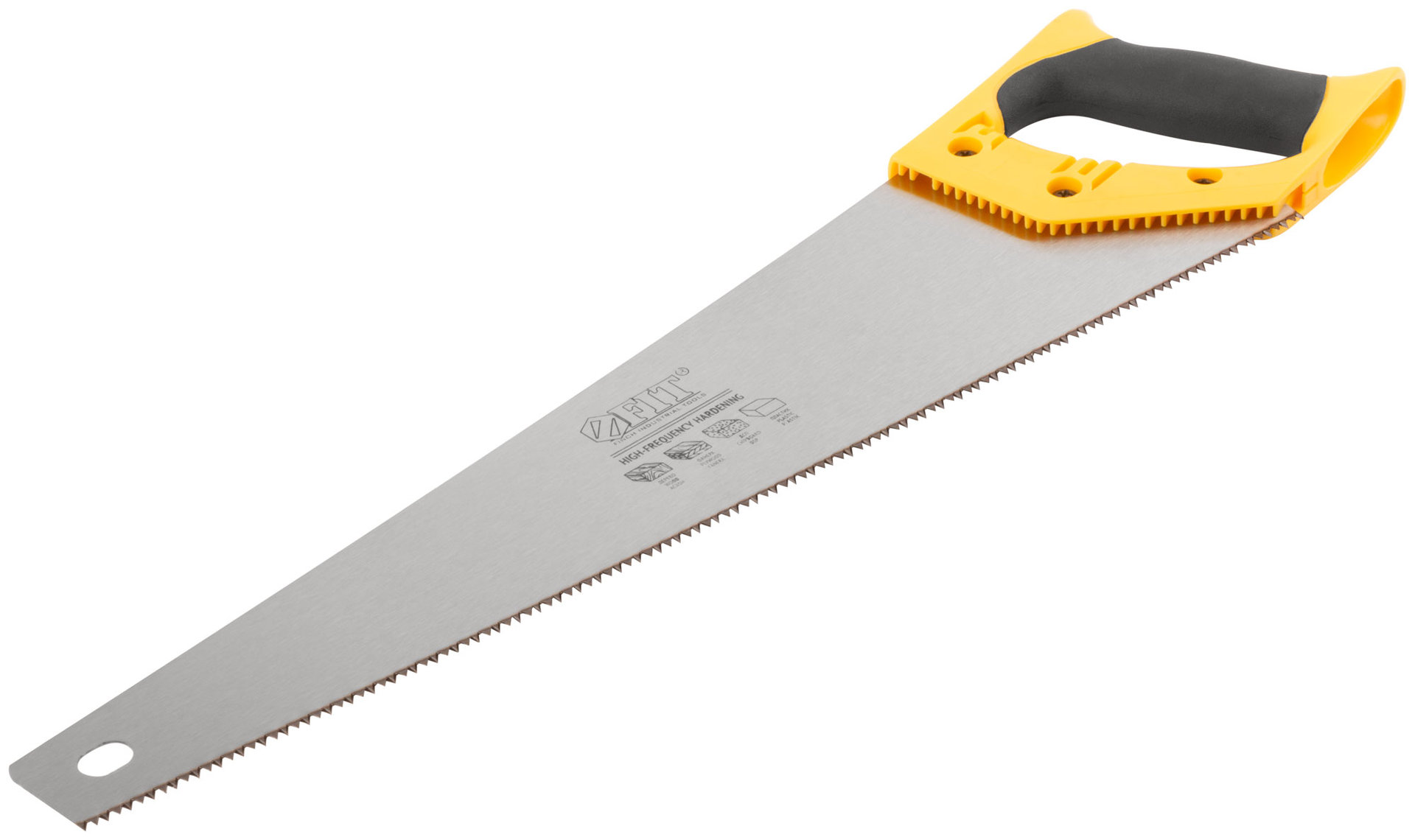 Ножовка по дереву, средний каленый зуб 7 ТPI, 2D заточка, пластиковая прорезиненная ручка 450 мм (40432)