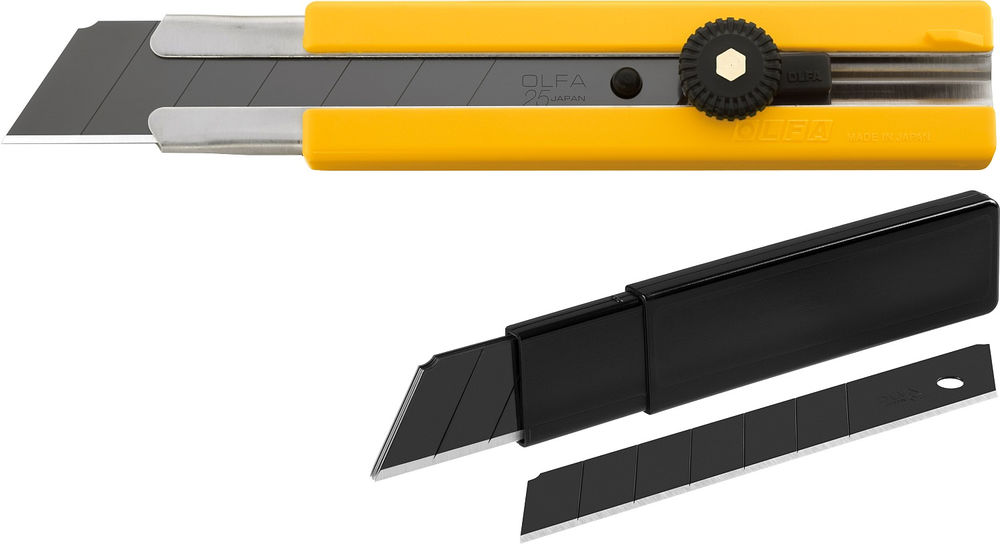 Нож 25 мм, в комплекте с лезвиями EXCEL BLACK 5 шт OLFA OL-H-1BB/5BB