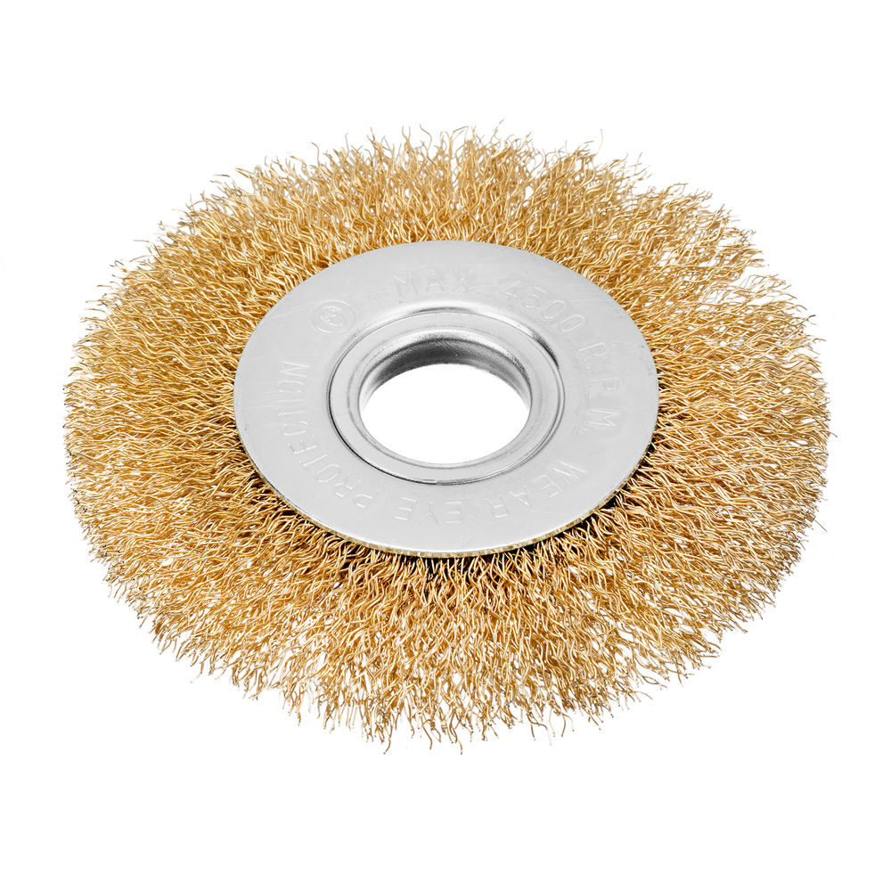Щетка для УШМ, 100 мм, посадка 22.2 мм, плоская, латунированная витая проволока Matrix (74648)