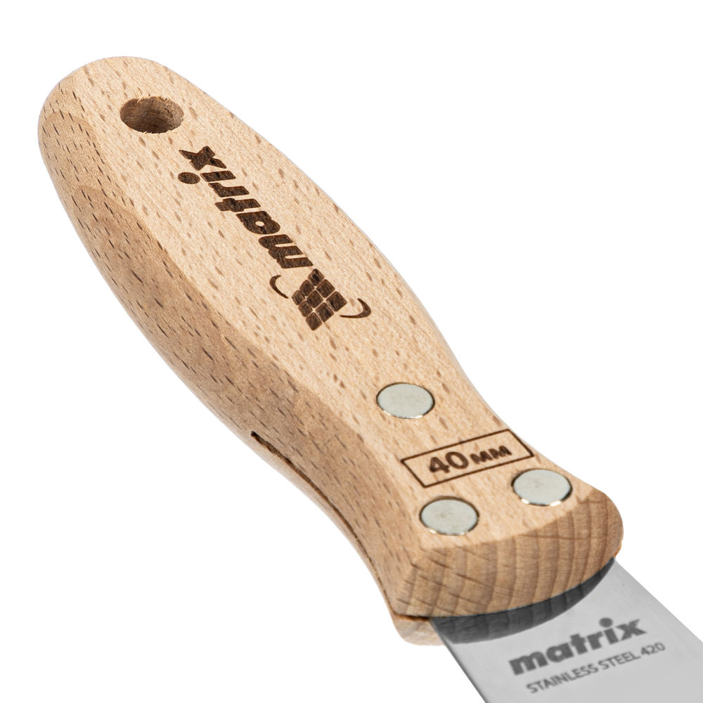 Шпательная лопатка из нержавеющей стали, 40 мм, буковая рукоятка, EFP Matrix (85610)