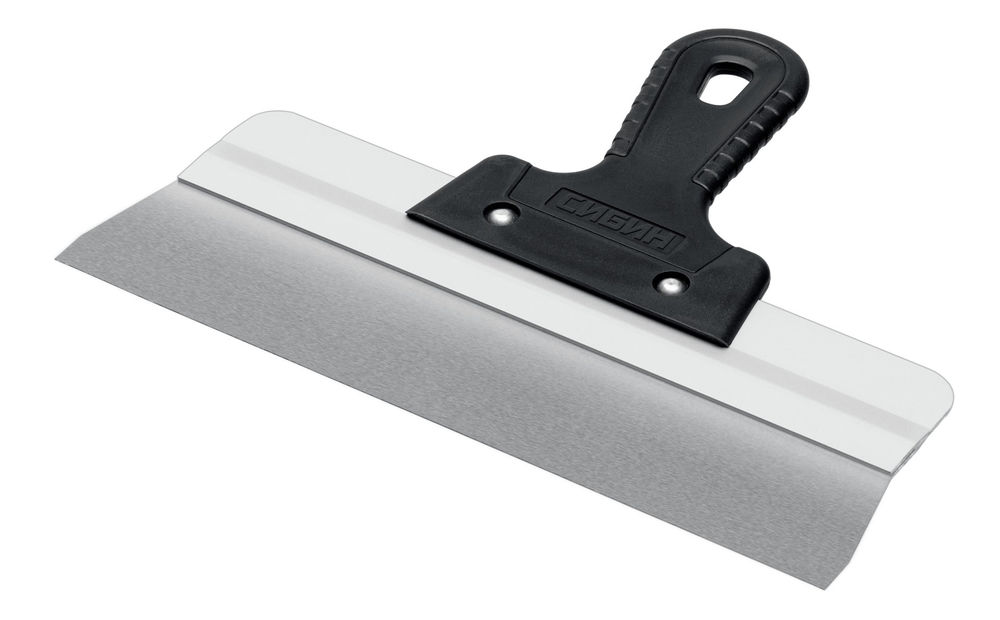 Усиленный фасадный нержавеющий шпатель 300 мм алюминиевая направляющая 1к ручка СИБИН 10083-30