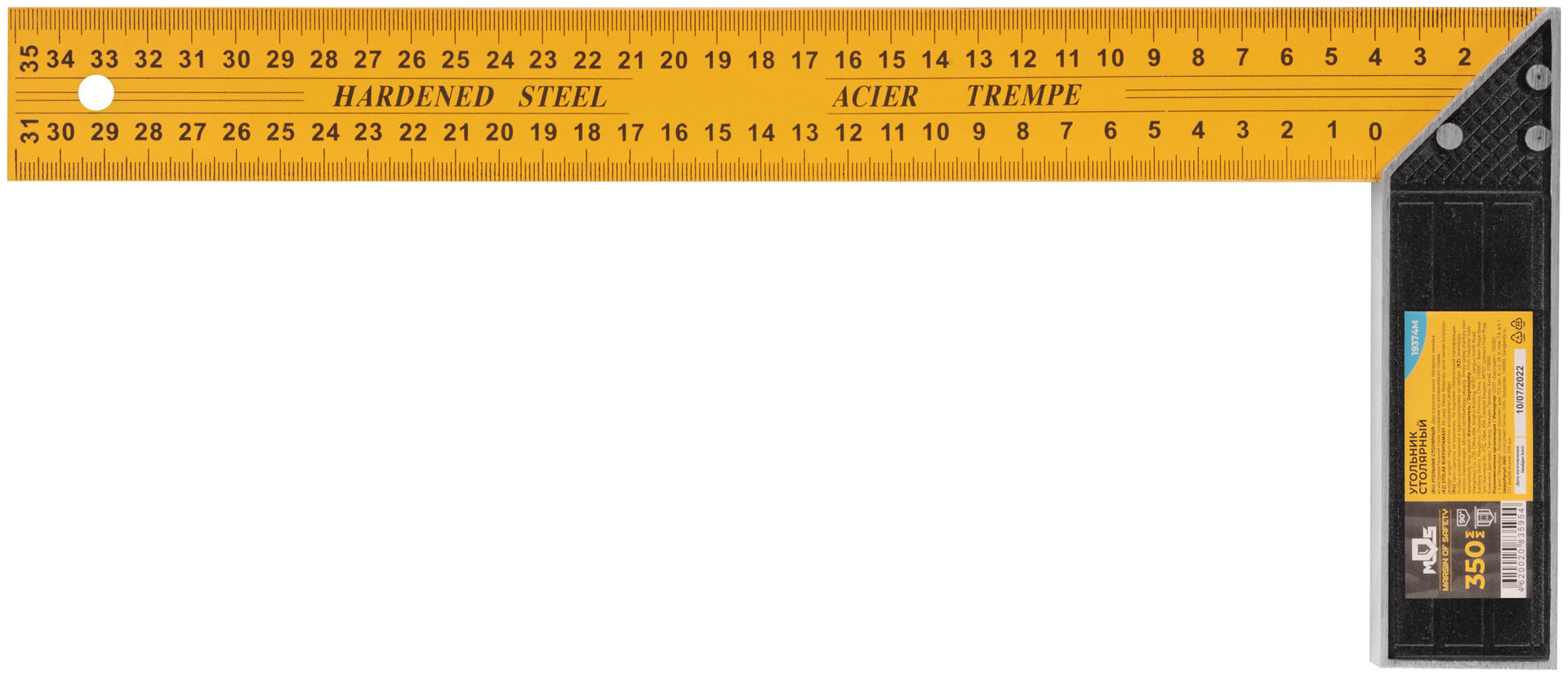 Угольник столярный, двусторонняя шкала 350 мм (19374М)