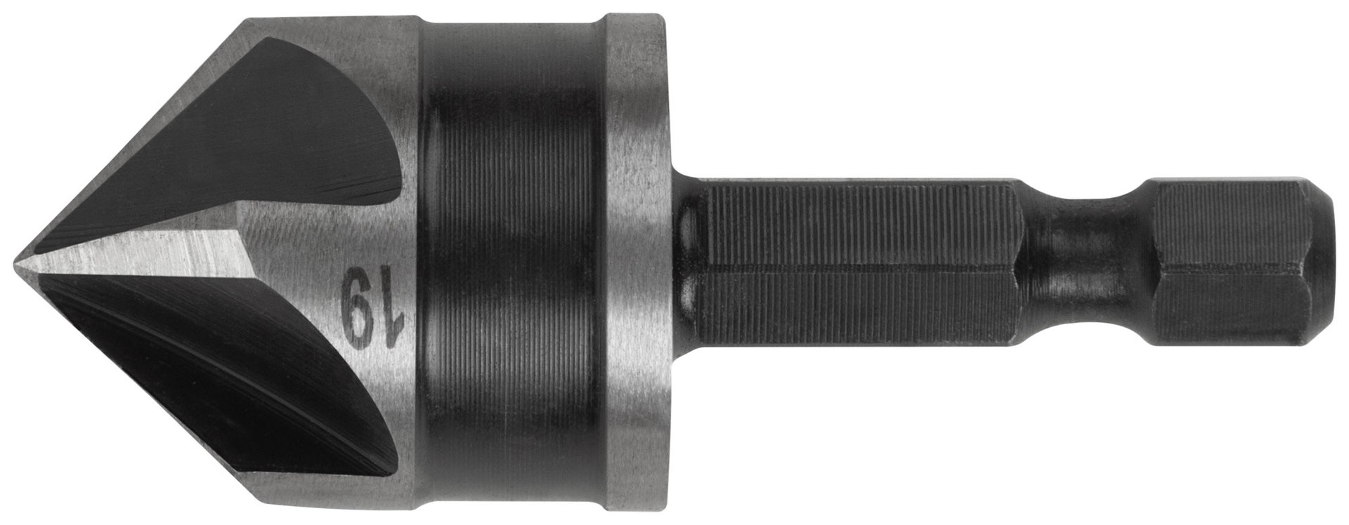 Зенкер конический, легированная сталь, хвостовик под биту, 19 мм (36447)