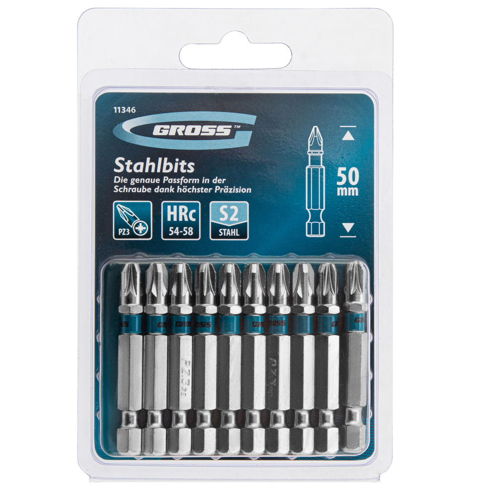 Бита РZ3 х 50, сталь S2, 10 шт. Gross (11346)