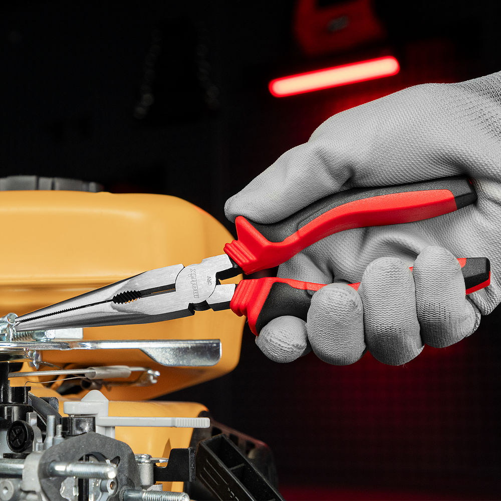 Длинногубцы прямые, 200 мм, хром-ванадий, двухкомпонентные рукоятки Matrix (17311)