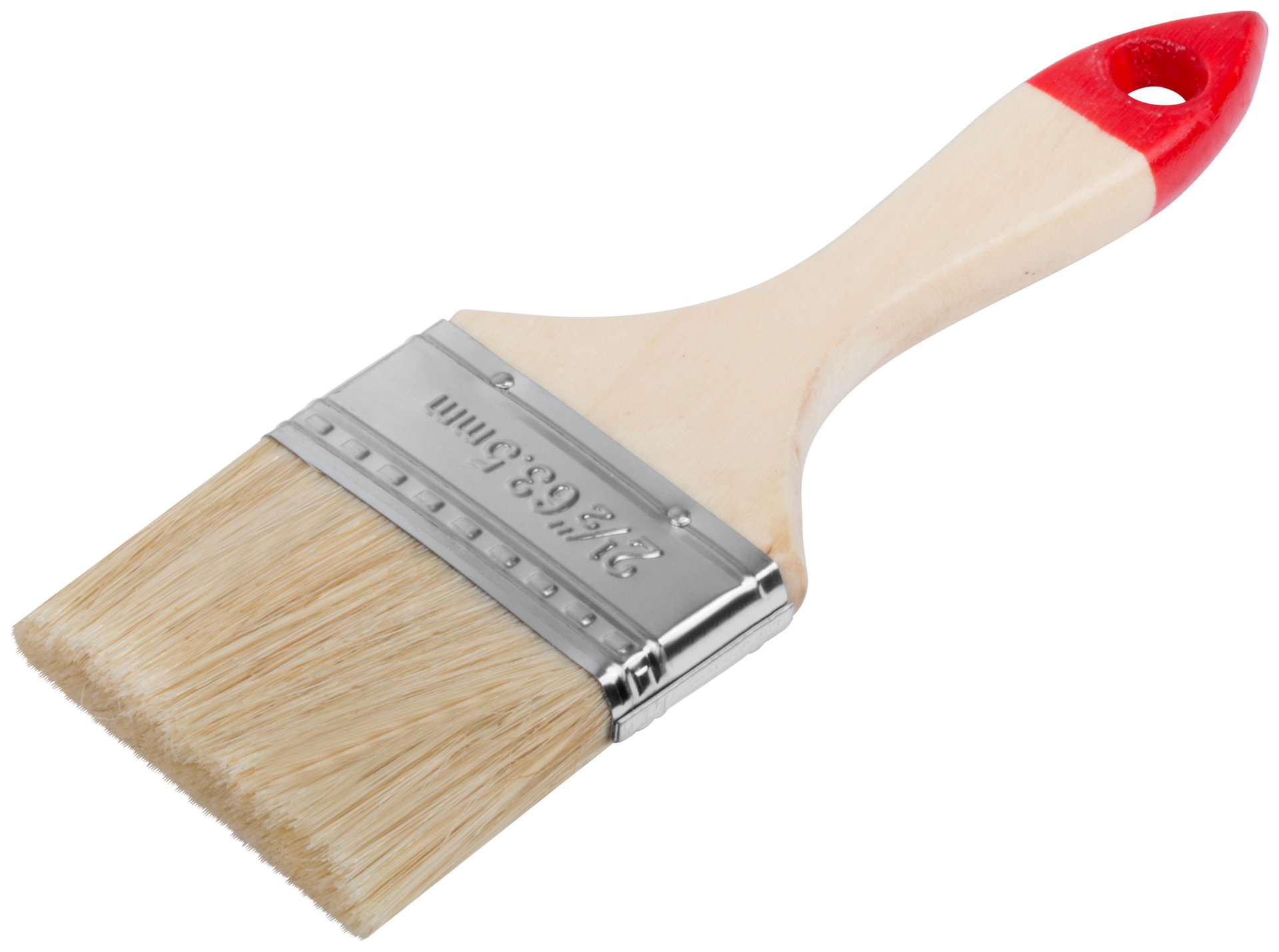 Кисть флейцевая Оптима, натур. cветлая щетина, деревянная ручка 2,5 (63 мм) (00816)