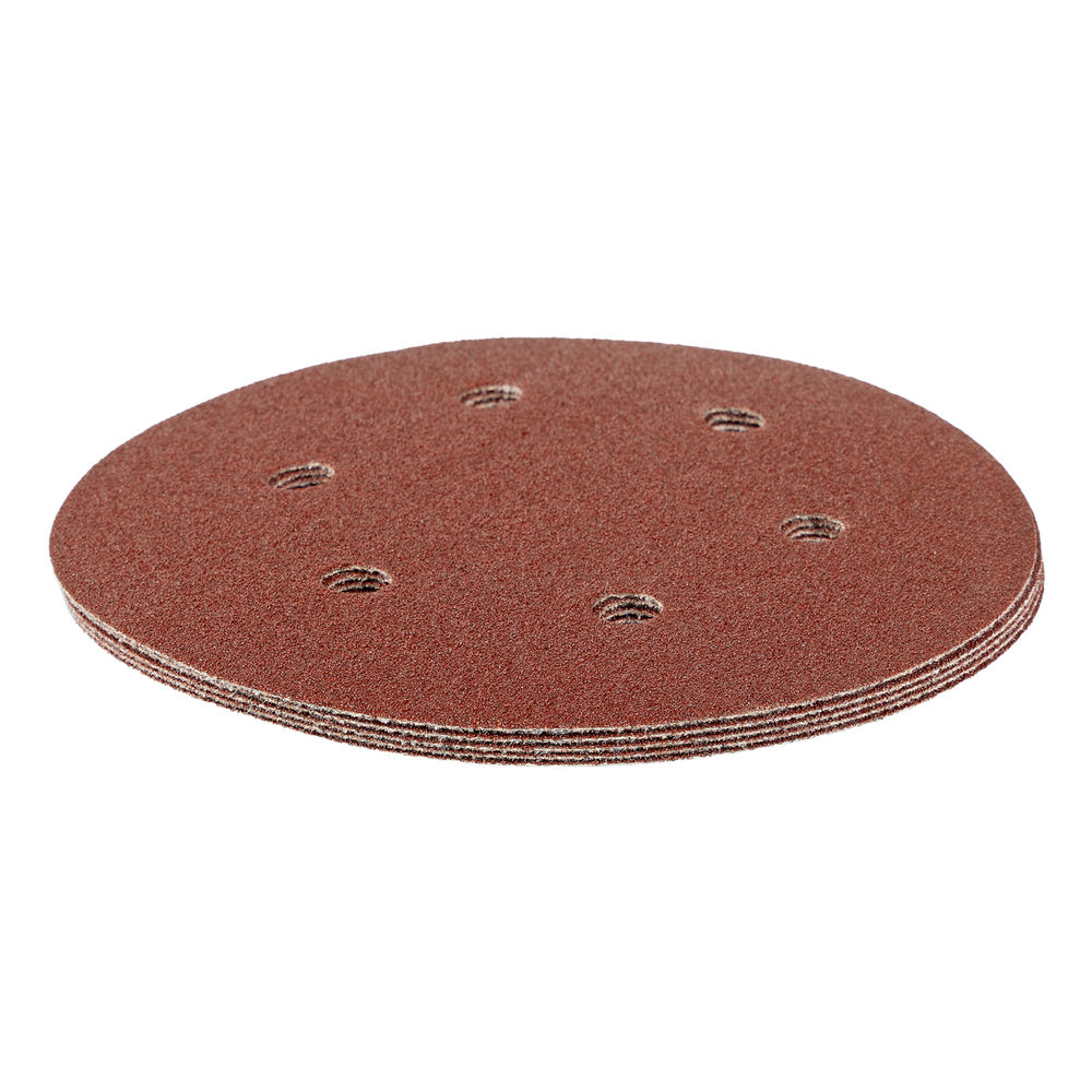 Круг абразивный на ворсовой подложке под липучку, перфорированный, P 80, 150 мм, 5 шт Matrix (73838)