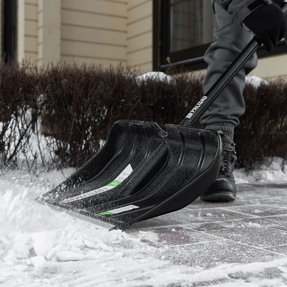 Лопата для уборки снега, полипропилен, 455х345х1330 мм, алюминиевый черенок, BASE Palisad (61798)