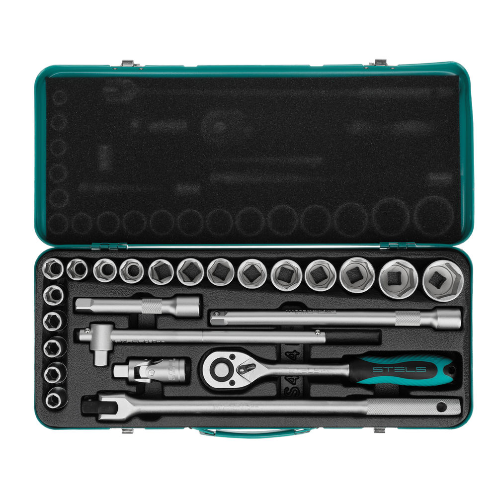 Набор торцевых головок с трещоткой 1/2, 24 предмета Stels