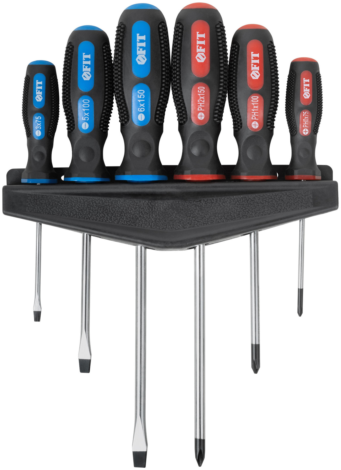 Отвертки Универсал, CrV сталь, прорезиненные ручки, на держателе, набор 6 шт. (56041)