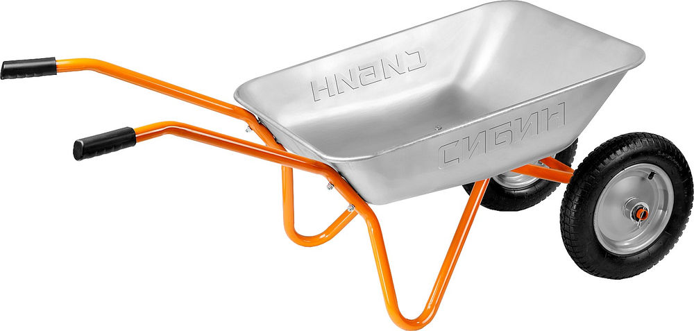 Садовая тачка двухколесная 65 л 100 кг пневматические колеса СИБИН СТ-21 39909_z01