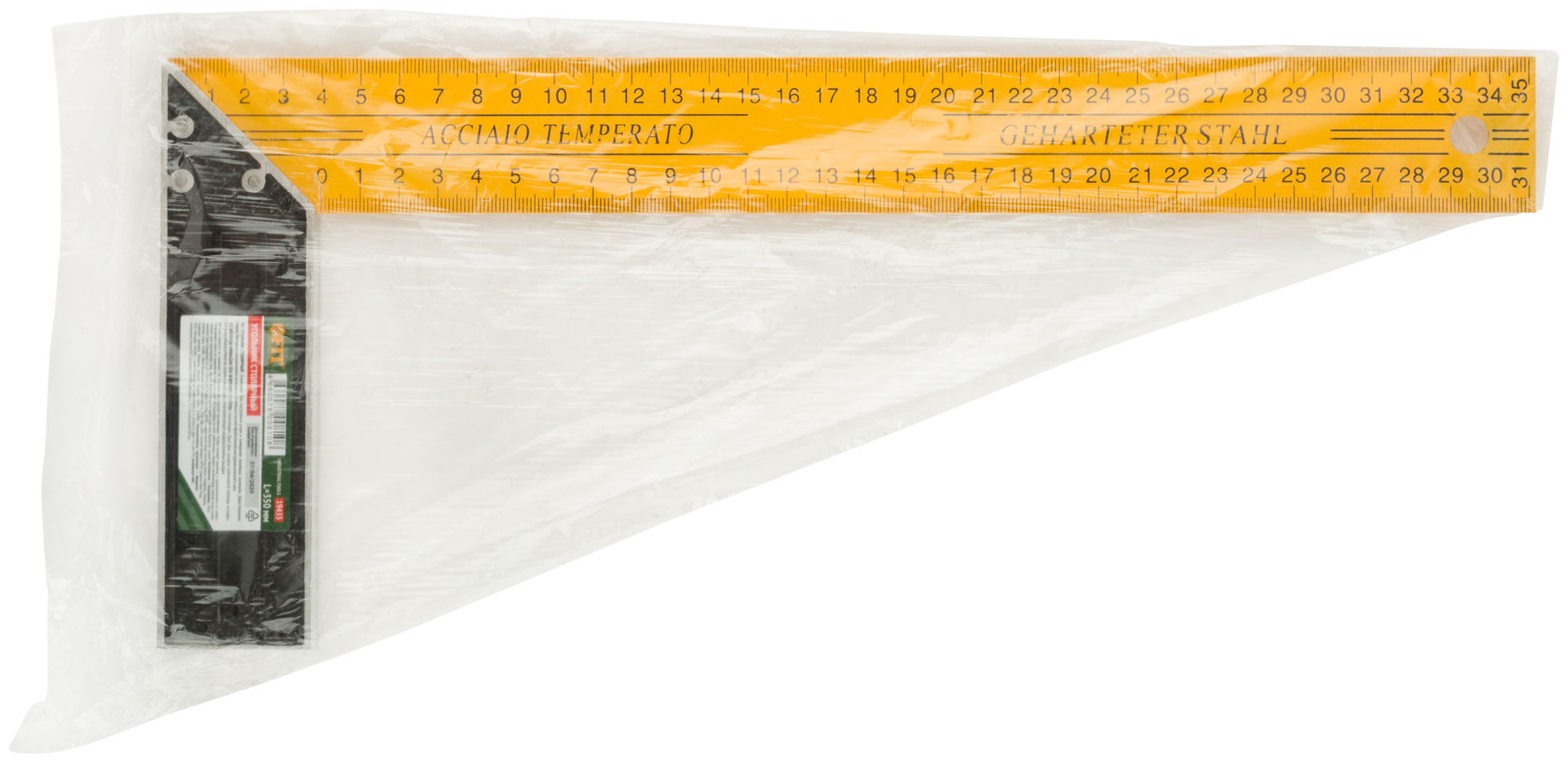 Угольник столярный желтый усиленный 350 мм (19435)