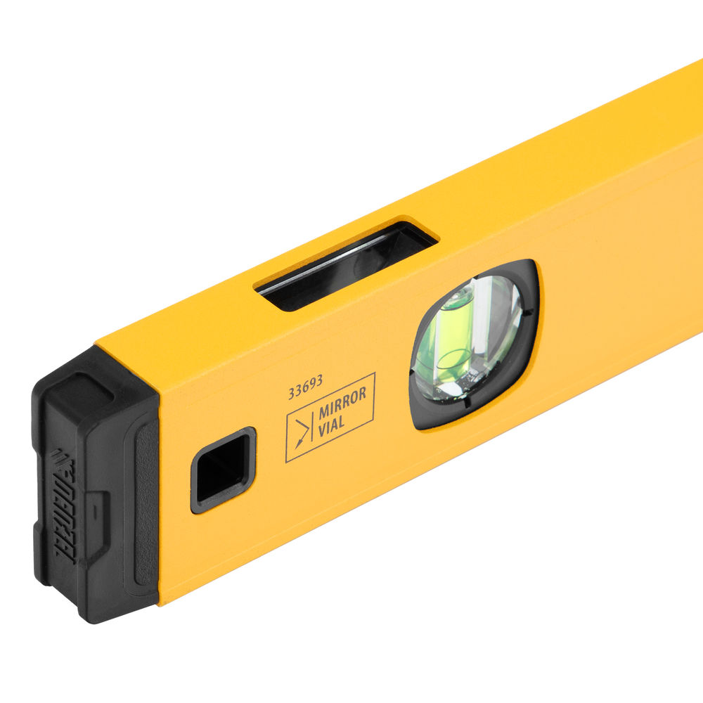 Уровень алюминиевый, магнит, фрезерованный, 3 глазка (1 зеркал.) 0,5 мм/м, 1000 мм Denzel (33693)