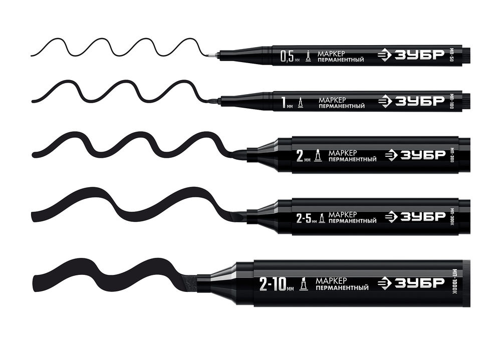 Перманентный маркер МП-300 черный, 2 мм ЗУБР 06322-2