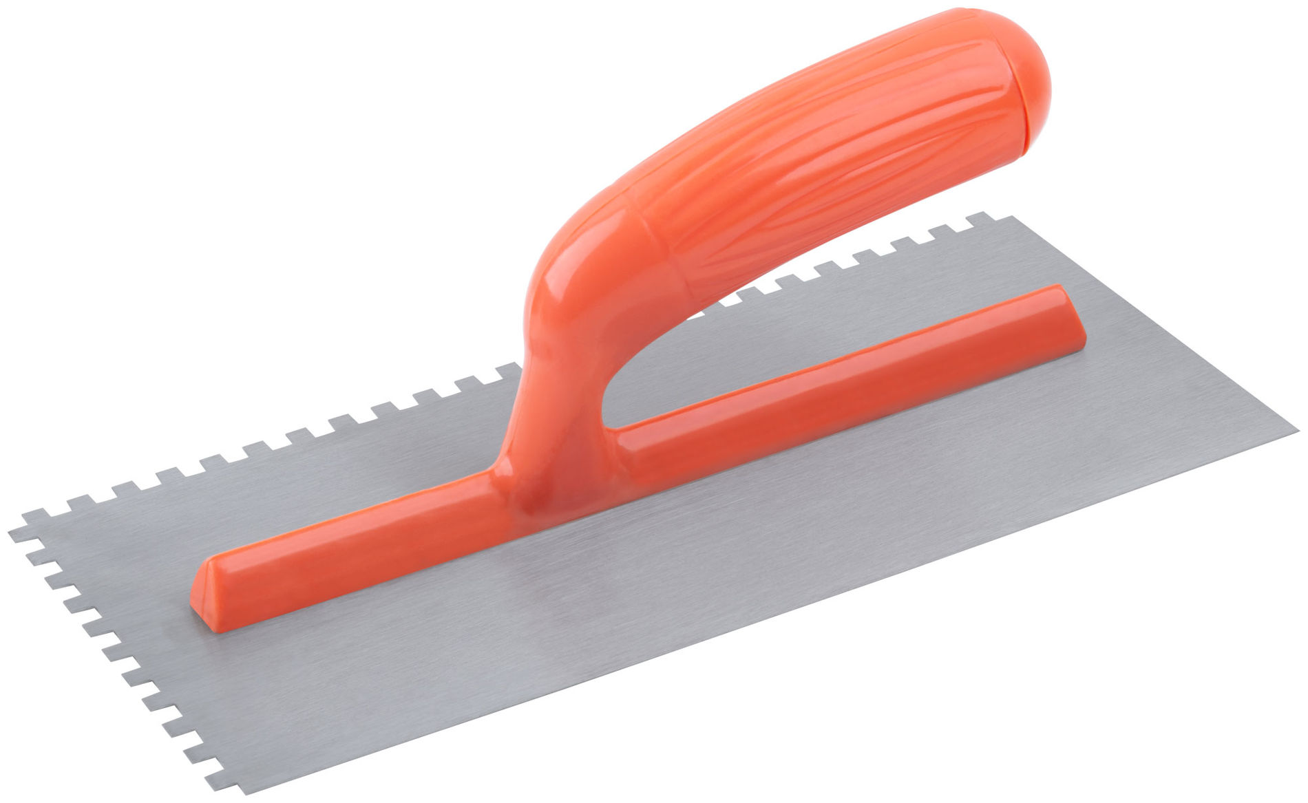 Гладилка стальная с пластиковой ручкой, 280х130 мм зубчатая, зуб 6х6 мм (05137)
