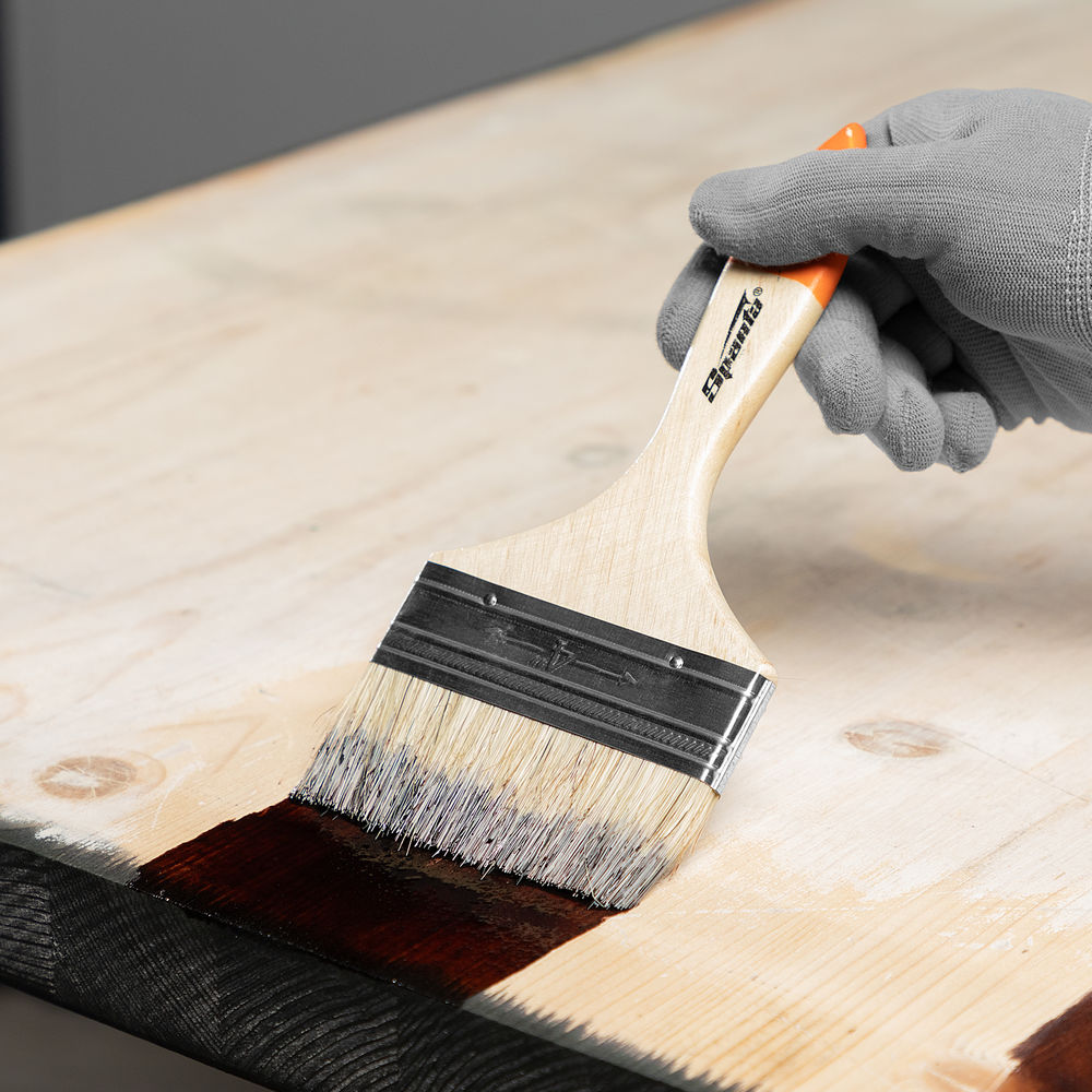 Кисть плоская Slimline 4 (100 мм) натуральная щетина, деревянная ручка Sparta (824455)