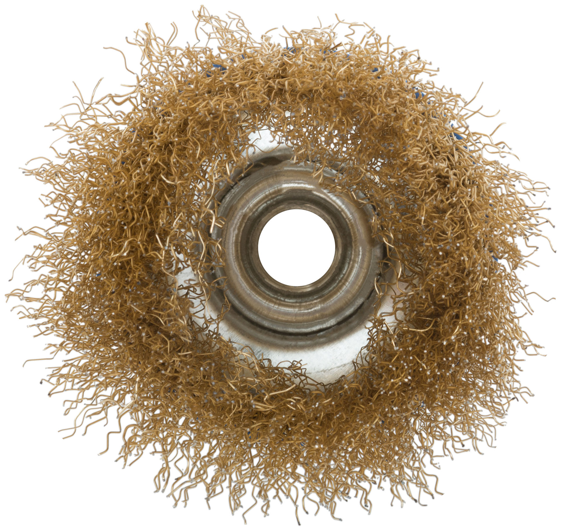 Корщетка, тип чашка, гайка М14, стальная латунированная волнистая проволока 75 мм (38942М)