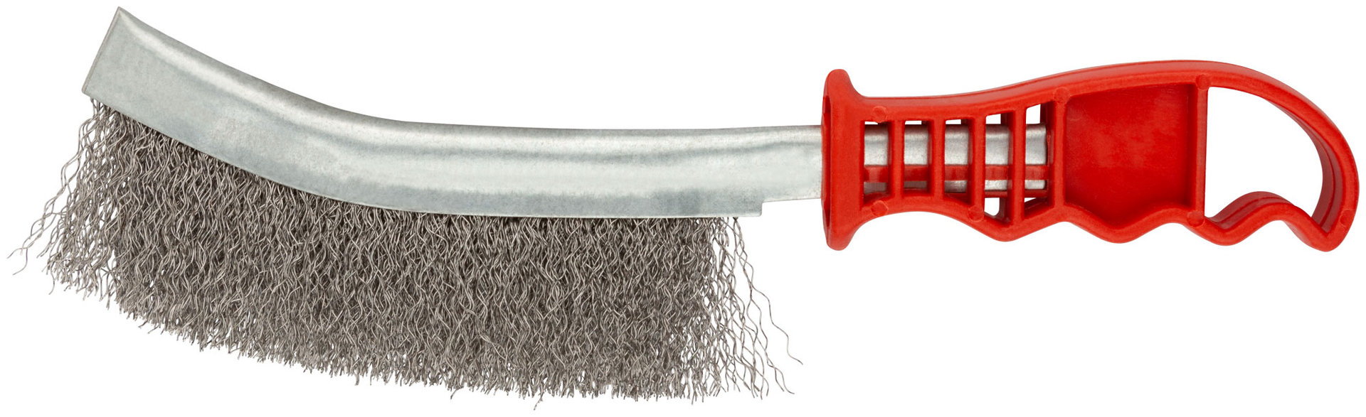Корщетка с изогнутой пластиковой ручкой, стальная тип А (38407)