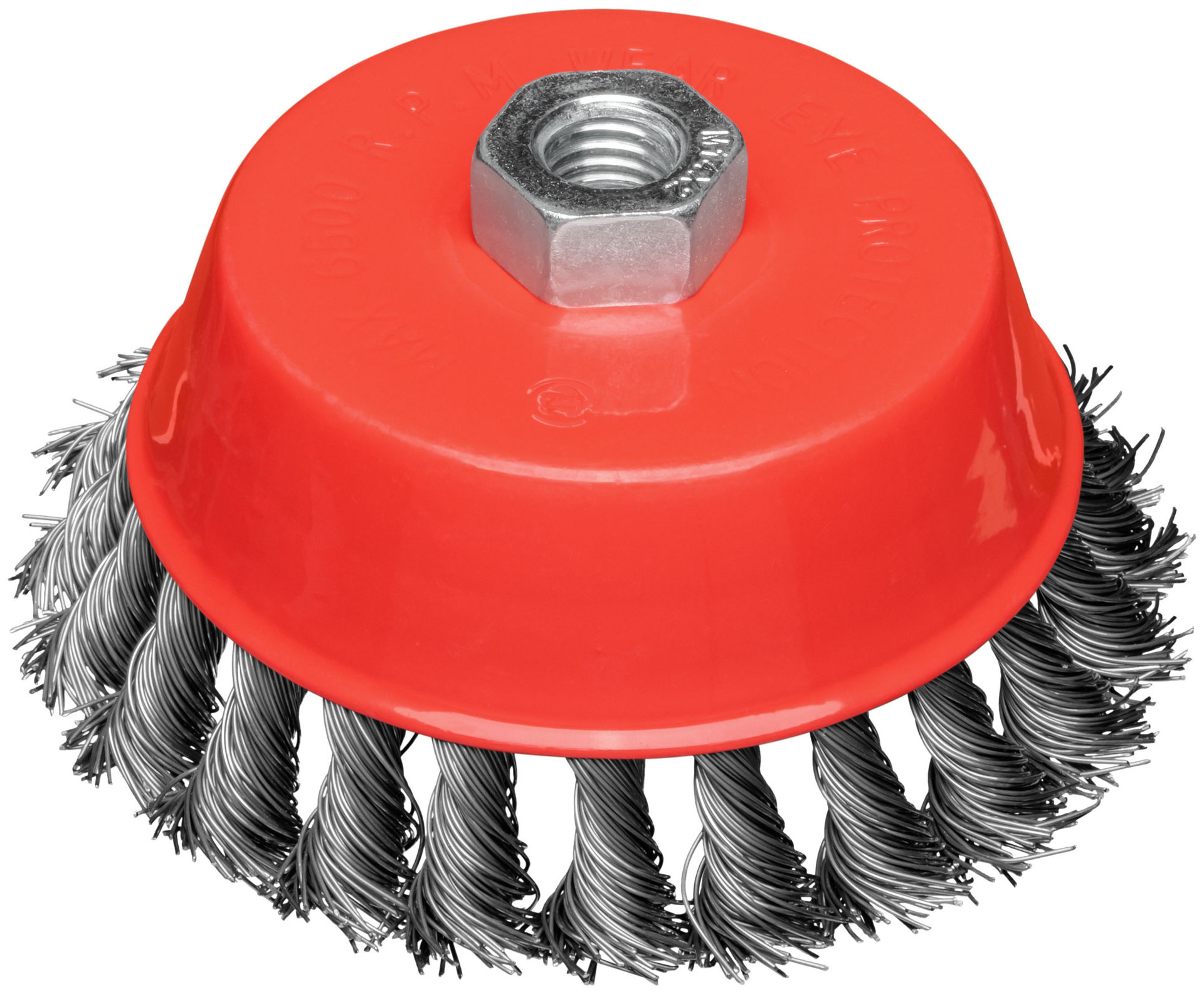 Корщетка-чашка, гайка М14, стальная витая проволока 125 мм, блистер (39099)