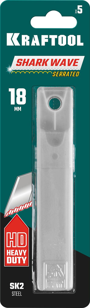 Серрейторные сегментированные лезвия для сложных материалов, 18 мм, 5 шт KRAFTOOL 09604-18-S5
