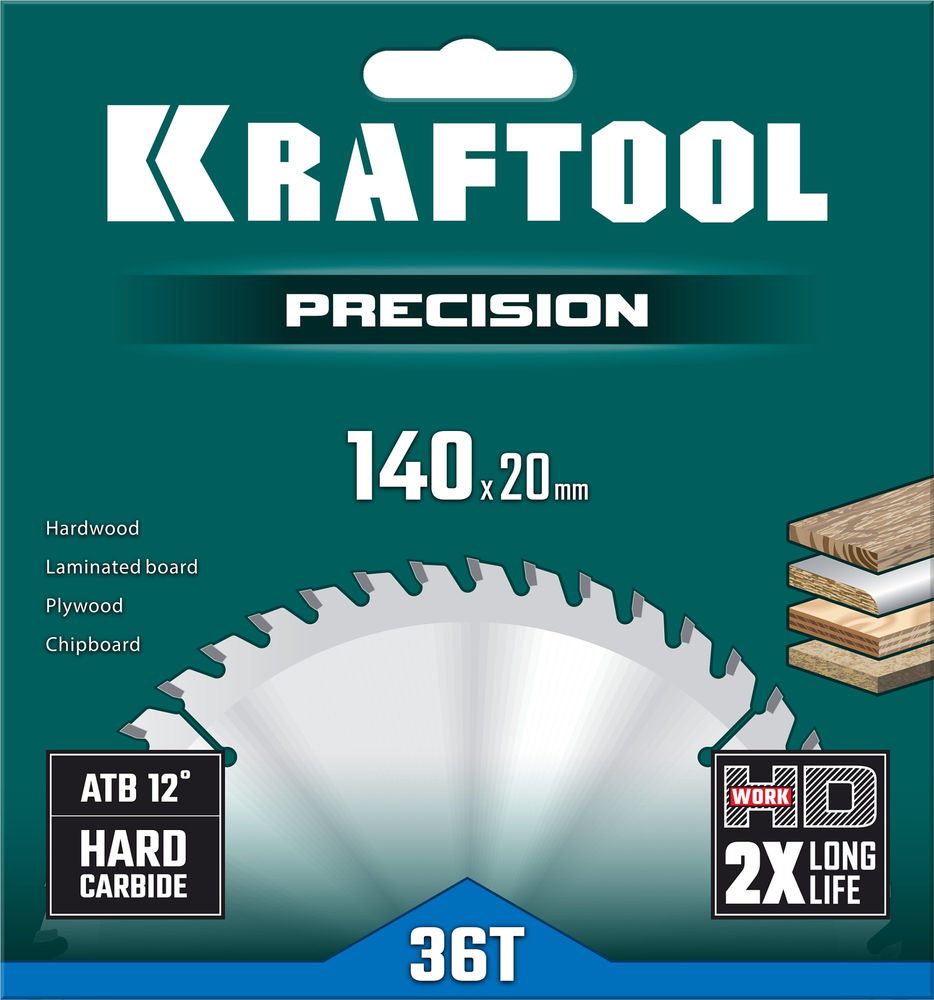 Пильный диск по дереву Precision, 140 х 20 мм, 36Т KRAFTOOL 36952-140-20