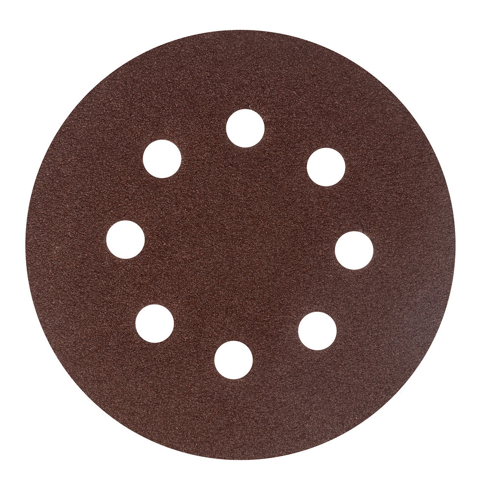 Круг абразивный на ворсовой подложке под липучку, перфорированный, P 80, 125 мм, 5 шт Сибртех (738047)