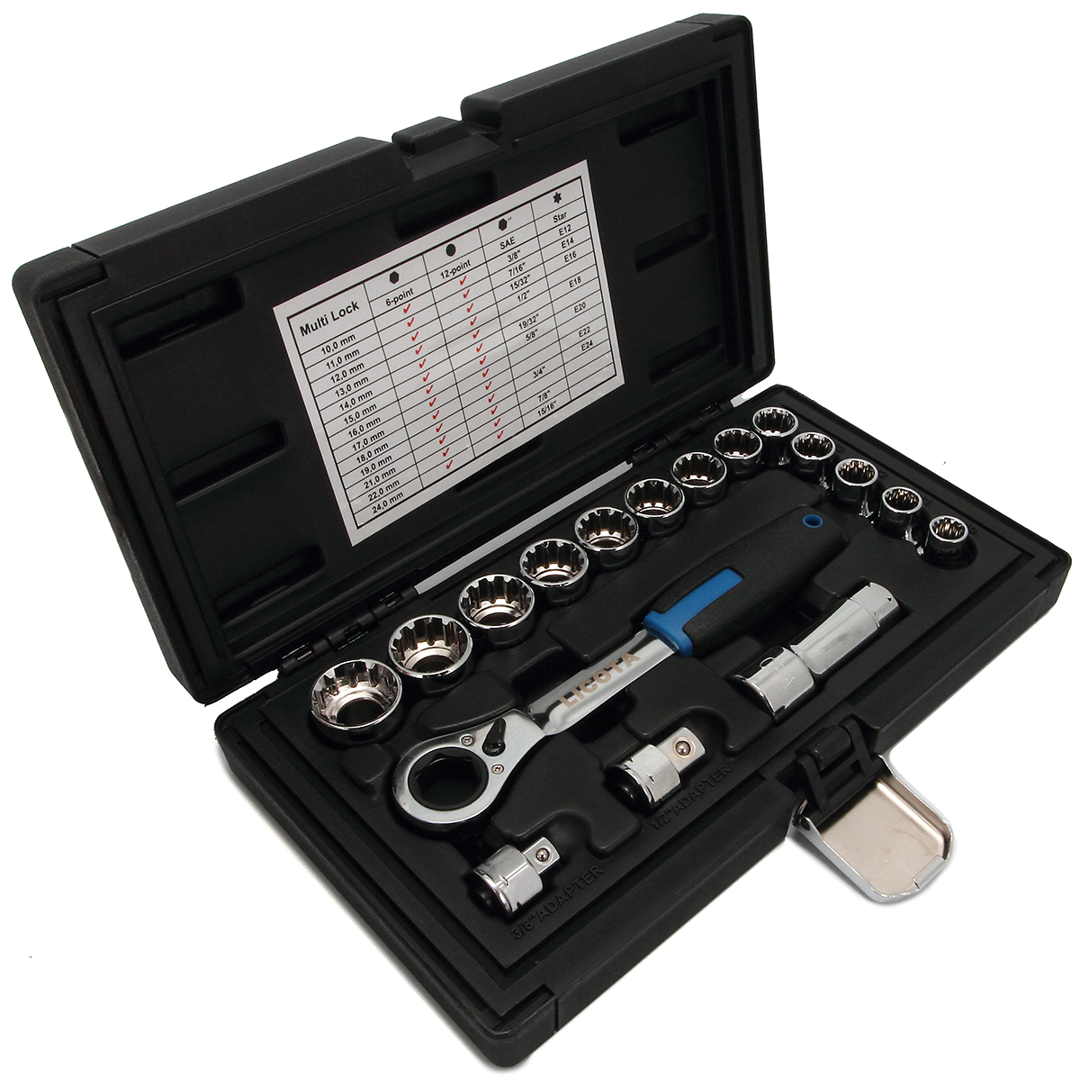 Набор торцевых головок проходных с аксессуарами 19 мм 17пр. Licota ALK-1006P