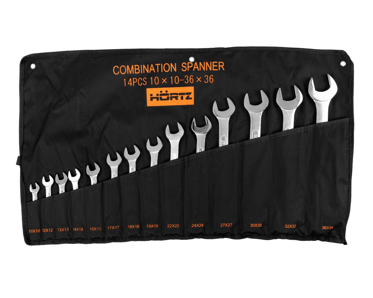 Набор ключей гаечных комбинированных 14 шт. (10-36)хромирование HORTZ