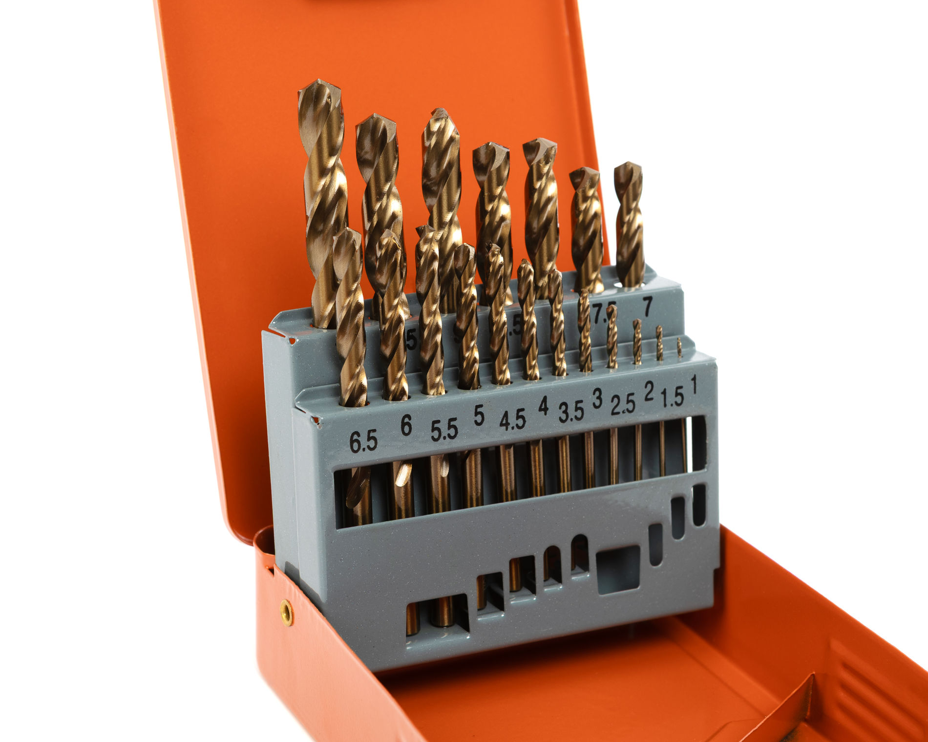 Набор сверл по металлу 1-10 19 шт. Р6М5К5 (HSS-Co5) металлический кейс HORTZ