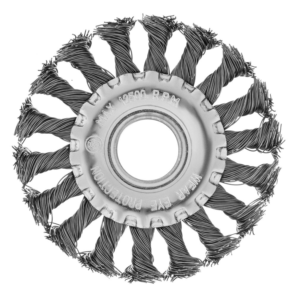 Щетка для УШМ 100 мм, посадка 22.2 мм, плоская, крученая проволока 0.5 мм Matrix (74630)