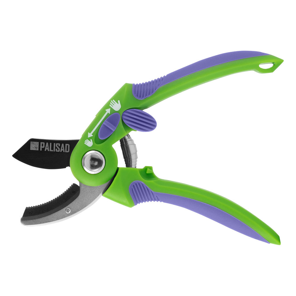 Секатор с наковальней, 215 мм, регулировка захвата, двухкомпонентные рукоятки, Palisad (60486)
