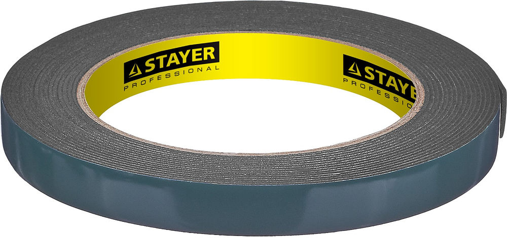 Лента клейкая двухсторонняя на вспененной основе 12 мм, 5 м, черная Professional STAYER 12233-12-05