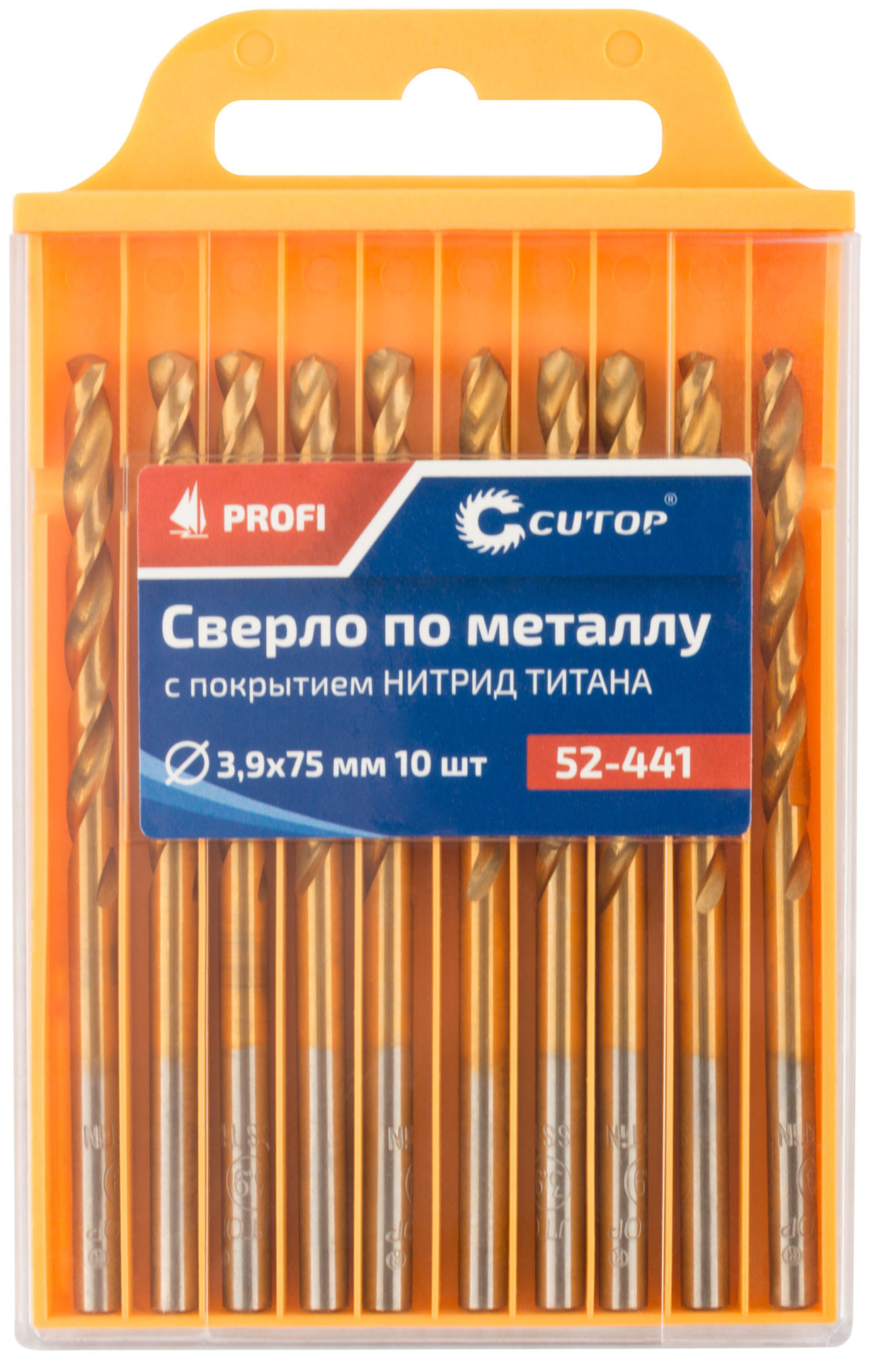 Сверло по металлу Cutop Profi с титановым покрытием, 3,9х75 мм (10 шт) (52-441)