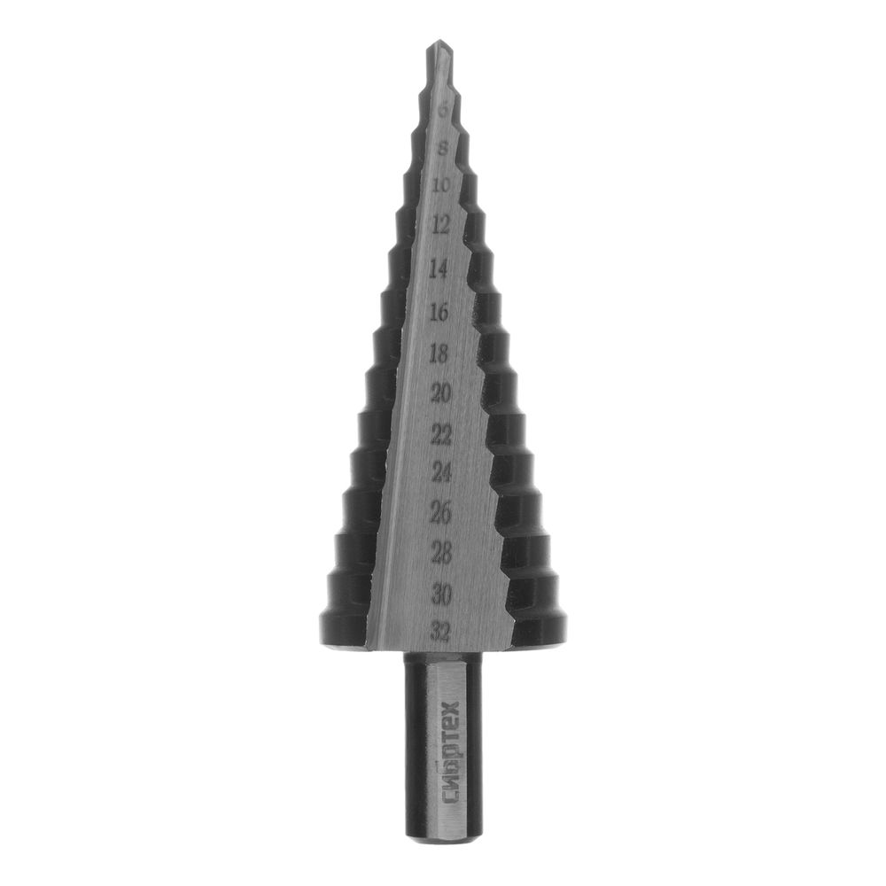 Сверло ступенчатое по металлу, 4-6-8-10-12-14-16-18-20-22-24-26-28-30-32 мм, 4241 Сибртех (723015)