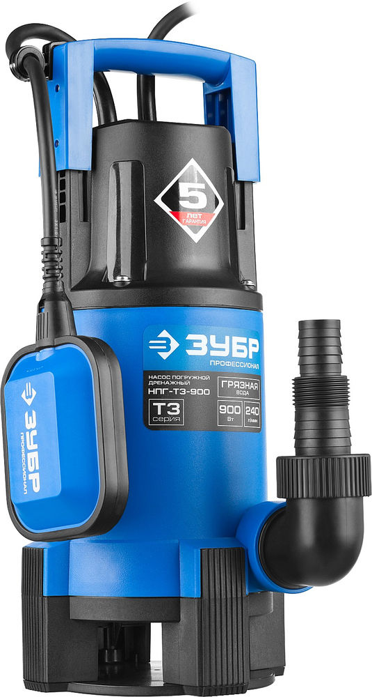 Насос дренажный для грязной воды 900 Вт ЗУБР Профессионал НПГ-Т3-900